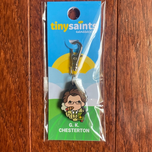 Brand New Tiny Saints G.K. Chesterton Key Chain/Backpack Charm - Picture 1 of 2